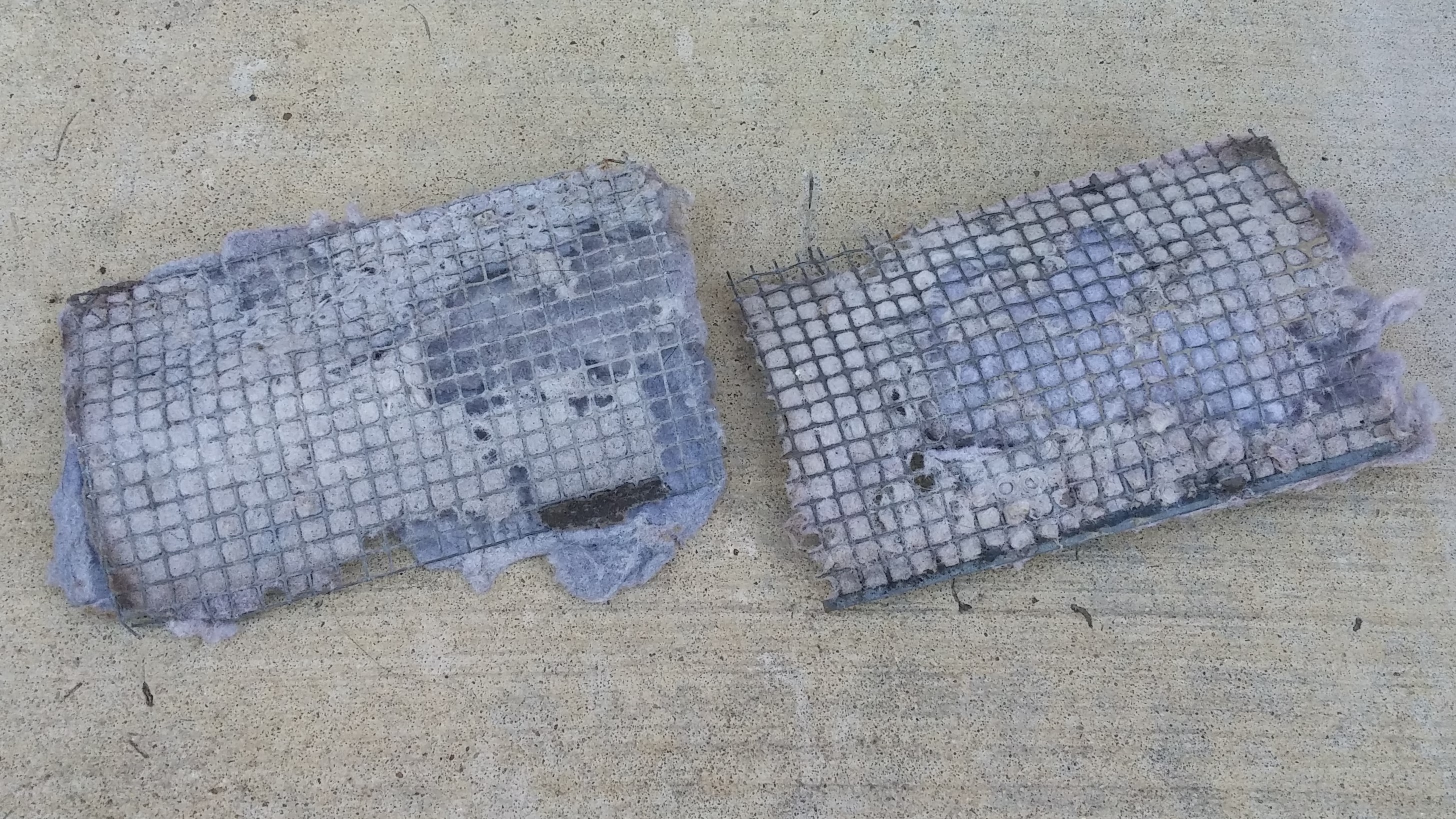 2 dryer vent filters before we cleaned them