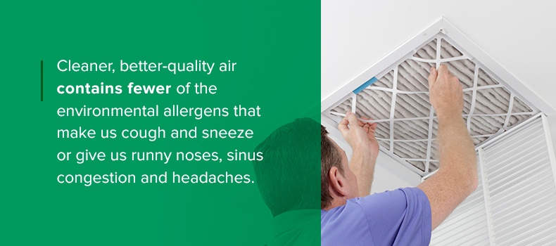 Cleaner air contains fewer allergens that make us cough, sneeze and give us colds