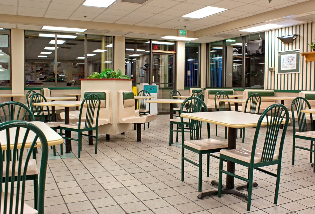 a fast food restaurant after having their floors professionally cleaned